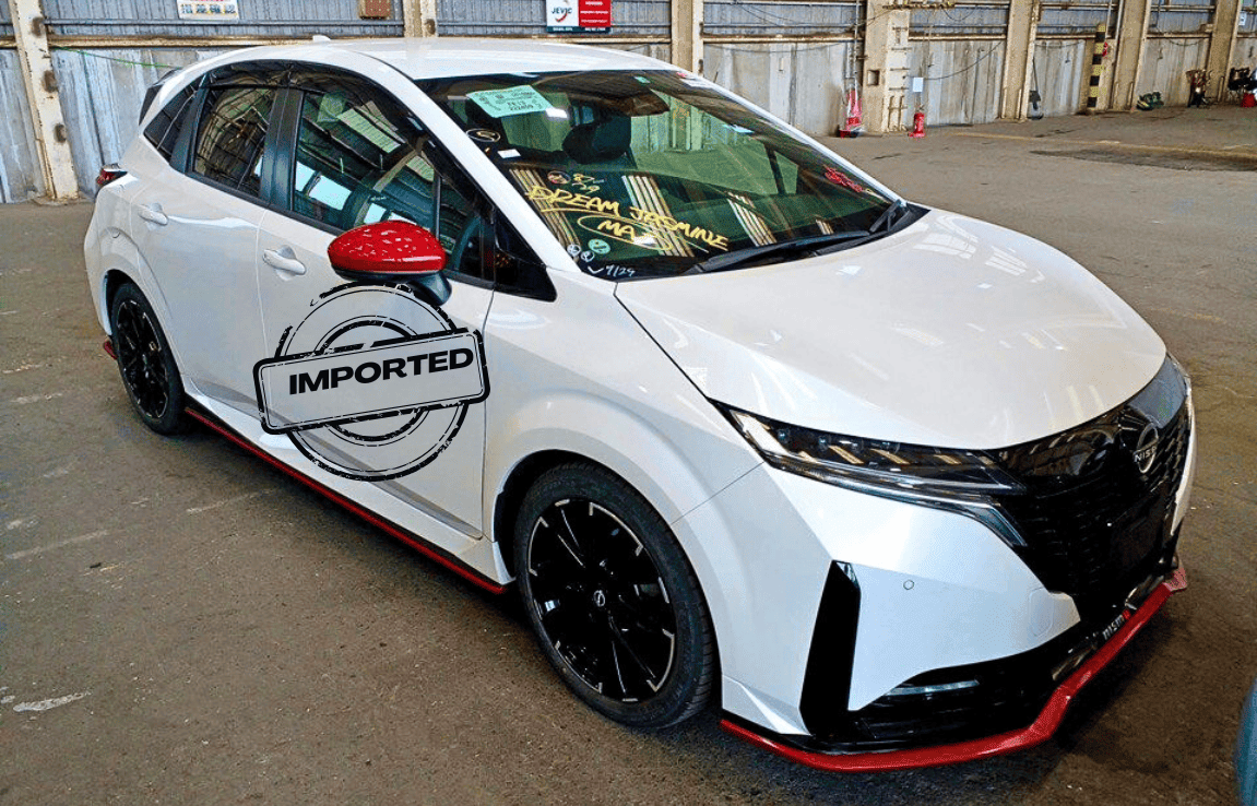 2022 Nissan Aura Nismo pearl white 1.2L hybrid hatch Japan import low km